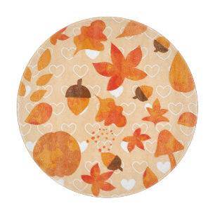 Planche À Découper Fleurs orange : Motif Doodle à la main.
