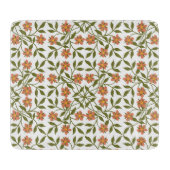 Planche À Découper Fleurs orange, Motif Floral, Verdure, Boho (Devant)