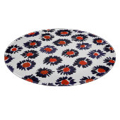 Planche À Découper Fleurs peintes à la main, motif rouge et bleu. (Coin)