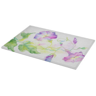 Planche À Découper Fleurs peintes de convolvule d'aquarelle