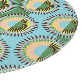 Planche À Découper Fleurs pliées : motif rétro bleu-vert. (Coin)