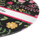 Planche À Découper Fleurs printanières sur fond noir Personnalisé (Coin)