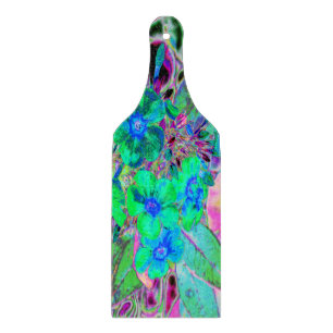 Planche À Découper Fleurs psychédéliques vert citron et bleu