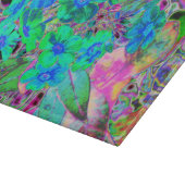 Planche À Découper Fleurs psychédéliques vert citron et bleu (Coin)