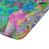 Planche À Découper Fleurs psychédéliques vert citron et bleu (Coin)