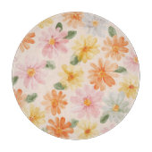 Planche À Découper Fleurs Rose Jaune Bleu Pêche (Devant)