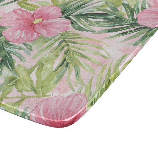 Planche À Découper Fleurs roses tropicales (Coin)