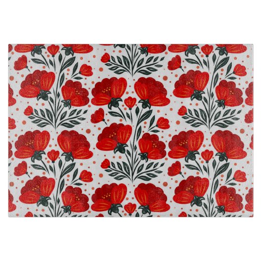 Planche À Découper Fleurs rouges (Devant)