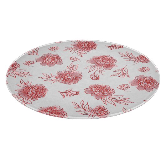 Planche À Découper Fleurs Rouges Chic (Coin)