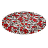 Planche À Découper Fleurs rouges et feuille de gris argenté (Coin)