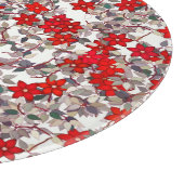 Planche À Découper Fleurs rouges et feuille de gris argenté (Coin)