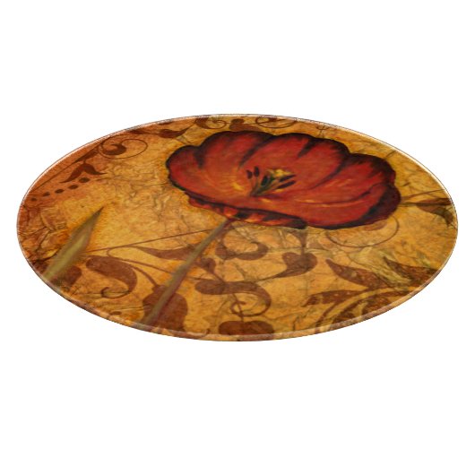 Planche À Découper Fleurs rouges I (Coin)