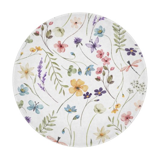 Planche À Découper Fleurs sauvages aquarelle | (Devant)