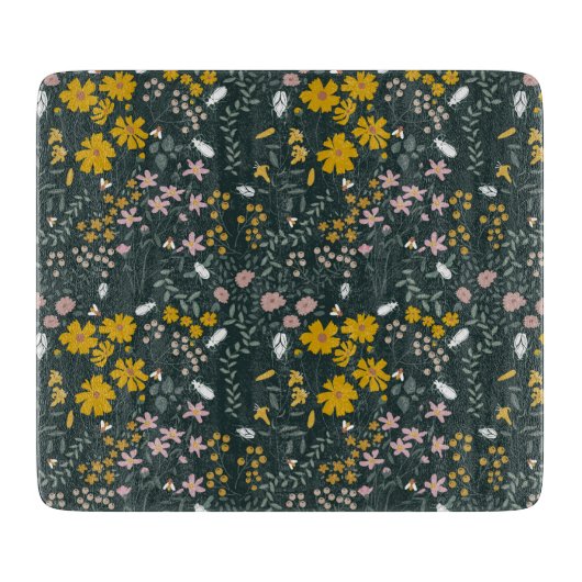 Planche À Découper Fleurs sauvages bohémiens de la moutarde (Devant)