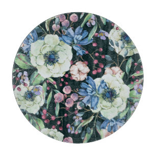Planche À Découper Fleurs sauvages d'anémones : Motif d'aquarelle Vin