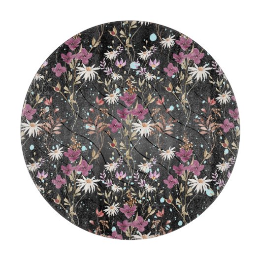 Planche À Découper Fleurs sauvages élégants de Retro Boho (Devant)