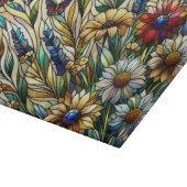 Planche À Découper Fleurs sauvages et papillons de design en verre (Coin)