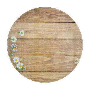 Planche À Découper Fleurs sauvages, herbes : arrière - plan en bois.