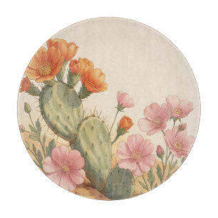 Planche À Découper Fleurs sauvages orange rose de cactus du désert