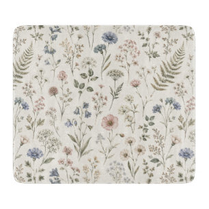 Planche À Découper Fleurs Sauvages Scandinaves Minimalistes Atténuées
