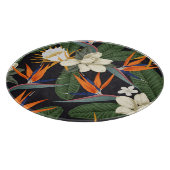 Planche À Découper Fleurs tropicales, arrière - plan foncé, sans cout (Coin)