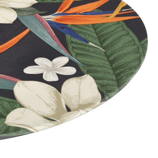 Planche À Découper Fleurs tropicales, arrière - plan foncé, sans cout (Coin)