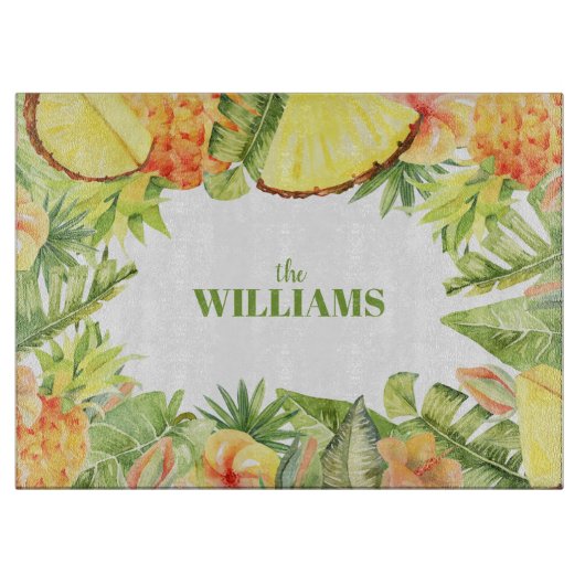 Planche À Découper Fleurs tropicales de verdure (Devant)