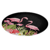 Planche À Découper Fleurs tropicales et flamants roses (Coin)