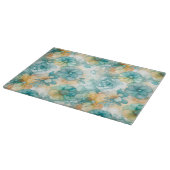 Planche À Découper Fleurs turquoises et jaunes Illustration de l'encr (Coin)