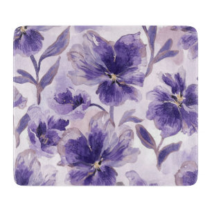Planche À Découper Fleurs violettes aquarelle fleurs violettes peinte