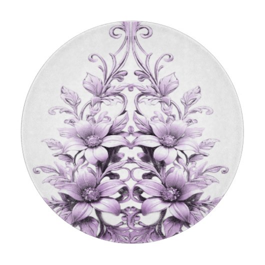 Planche à découper Fleurs Violettes Élégantes (Devant)