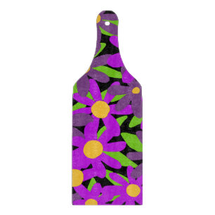 Planche À Découper Fleurs violettes et vertes