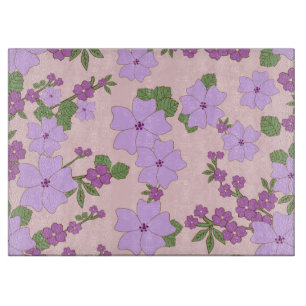 Planche À Découper Fleurs Violettes, Modèle Floral, Motif De Fleurs