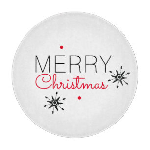 Planche À Découper Flocons de Noël Noir et Rouge