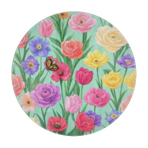 Planche À Découper Floral coloré/Rose de printemps