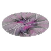 Planche À Découper Floral Fractal moderne Fleur Abstraite rose gris (Coin)