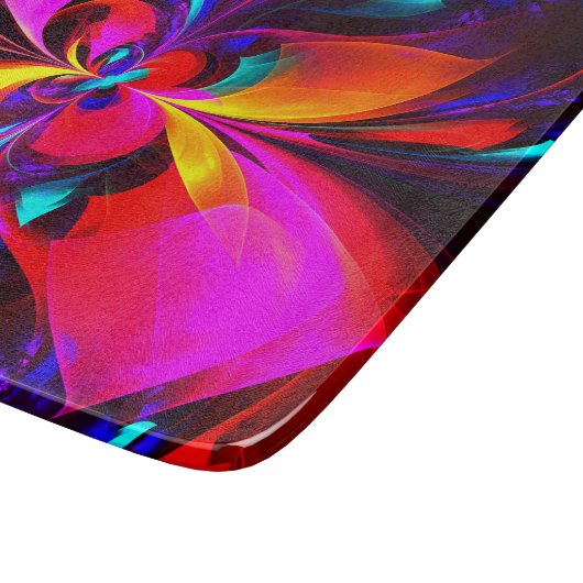 Planche À Découper Floral moderne Art Abstrait Rouge Bleu Motif #07 (Coin)