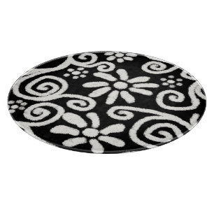 Planche À Découper Floral noir blanc & Fleurs Motif de fleurs