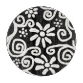 Planche À Découper Floral noir blanc & Fleurs Motif de fleurs (Devant)