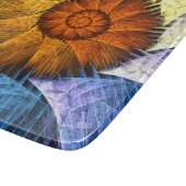 Planche À Découper Floral Orange Bleu Jaune Art Abstrait (Coin)