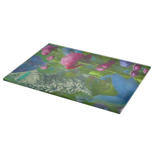 Planche À Découper Floral rose, bleu et blanc muet