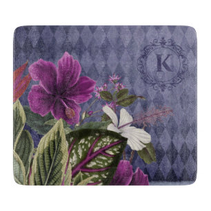 Planche À Découper Floral violet monogramme
