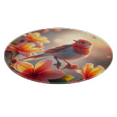 Planche à découper florale à l'oiseau orange (Coin)