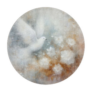 Planche à découper florale aux colombes de mariage