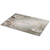Planche à découper florale blanche ornée (Coin)