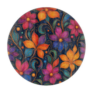 Planche à découper florale colorée Décor vibrant
