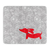 Planche à découper florale de teckel rouge (Devant)