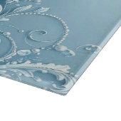 Planche à découper florale décorative bleue (Coin)