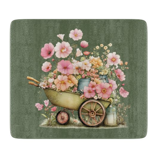 Planche à découper florale d'été de cottage (Devant)