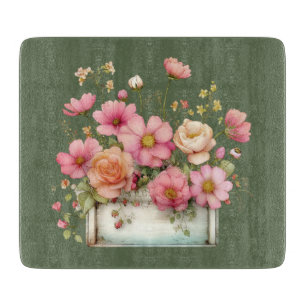 Planche à découper florale d'été de cottage